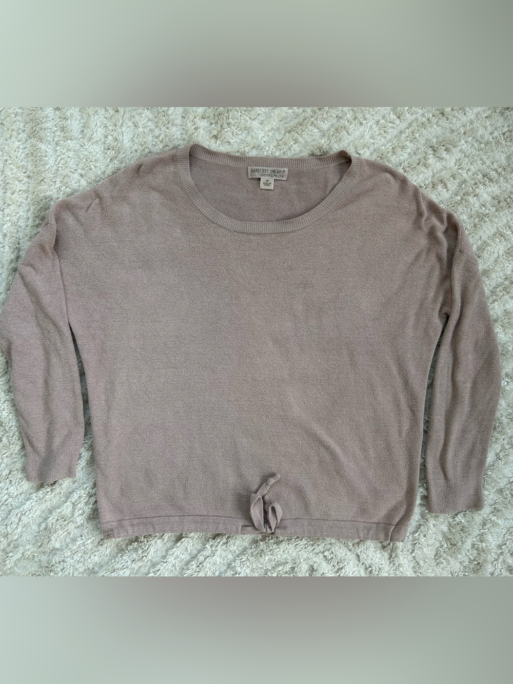 Barefoot Dreams Cozy Chic Ultra Lite Dusty Lilac Crewneck Tie-Hem Sweater